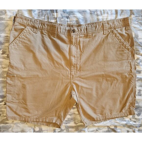 CARHARTT B147 DKH Dark Khaki Tan CARPENTER SHORTS Men's 50 Original Fit Cotton - Picture 1 of 7
